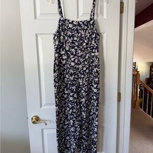Old Navy Blue and Whit Floral Print Jumpsuit